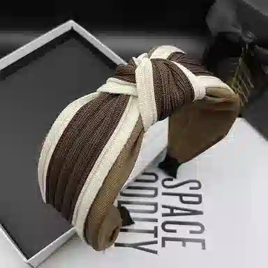 如花梦 小香风 秋冬针织宽边打结头箍高颅顶头饰 布艺 发箍 女款