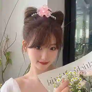 如花梦 欧根纱花朵珍珠女高端发卡后脑勺发抓夹 亚克力 发夹 女款