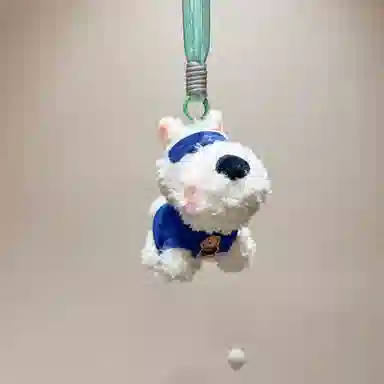 如花梦 可爱满分 西高地小狗包包挂饰卡通潦草小狗公仔 毛绒 钥匙扣 男女同款情侣款
