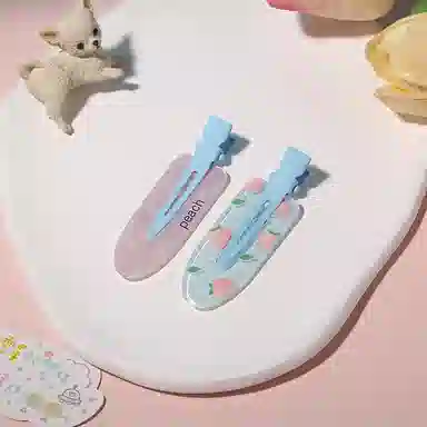 如花梦 甜美可爱果汁无痕边夹侧边刘海夹化妆夹头饰碎发一字夹 亚克力 发夹 女款