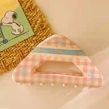 如花梦 奶油少女系列 碎花格纹甜美蝴蝶结发饰抓夹后脑勺鲨鱼夹 醋酸 发夹 女款 多款可选