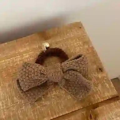 如花梦 甜美大蝴蝶结毛绒气质发夹毛线后脑勺发饰 针织 发圈 女款