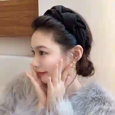 如花梦 时尚麻花辫宽边头饰 布艺 外出百搭秋冬季气质发卡高颅顶头箍发箍 女款