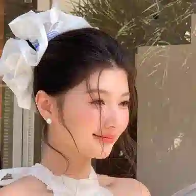 如花梦 奶油芭蕾风缎面花边蓝条纹氛围感甜美 布艺 发圈 女款