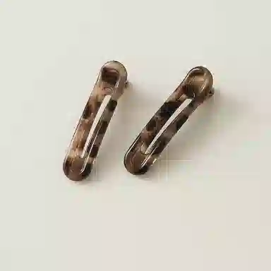 如花梦 鸭嘴豹纹气质带齿防滑后脑勺盘发一字 树脂 发夹 女款