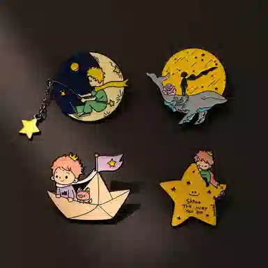 如花梦 超可爱  创意钓星星系列卡通徽章包包 合金 胸针 男女同款情侣款