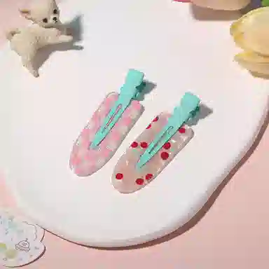 如花梦 甜美可爱果汁无痕边夹侧边刘海夹化妆夹头饰碎发一字夹 亚克力 发夹 女款