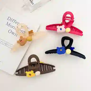 如花梦 氛围感 甜美可爱嘟嘟熊夏季百搭盘发发抓 亚克力 发夹 女款