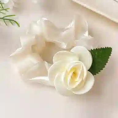 如花梦 森系浪漫山茶花甜美超仙花朵薄荷绿大肠小清新扎头发 布艺 发圈 女款