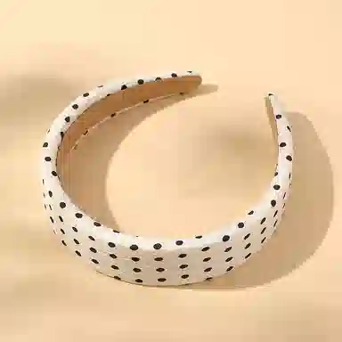 如花梦 复古风 黑白小圆点高颅顶不勒发高级感压发发带 布艺 发箍 女款