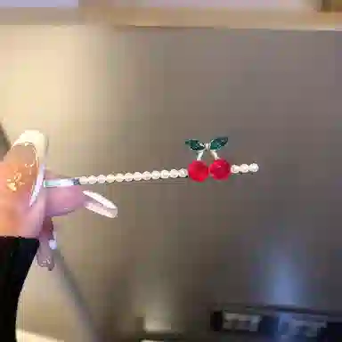 如花梦 可爱樱桃刘海夹少女侧边顶夹鸭嘴夹 合金 发夹 女款