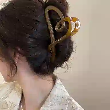 如花梦 设计感线条爱心上班通勤用后脑勺 发夹 女款 多色可选