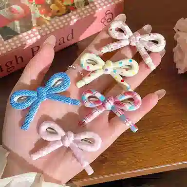 如花梦 甜美小清新蝴蝶结边夹侧边碎发刘海 亚克力 发夹 女款