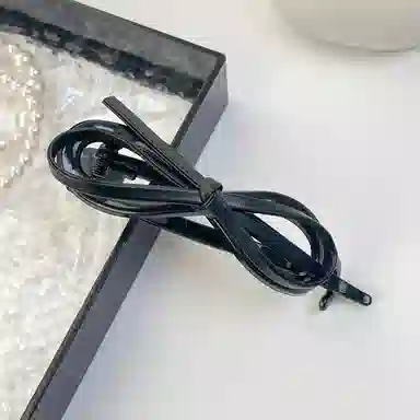 如花梦 气质皮质蝴蝶结扭扭夹高级感一字夹时尚甜酷发饰豹纹蝴蝶结 亚克力 发夹 女款