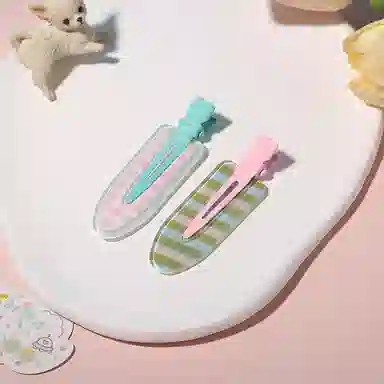 如花梦 甜美可爱果汁无痕边夹侧边刘海夹化妆夹头饰碎发一字夹 亚克力 发夹 女款