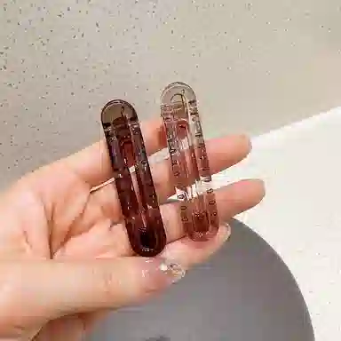 如花梦 鸭嘴豹纹气质带齿防滑后脑勺盘发一字 树脂 发夹 女款