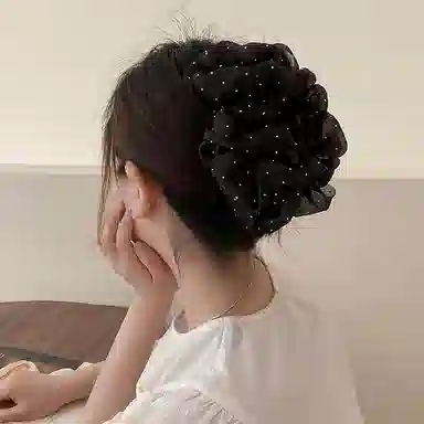 如花梦 双面网纱大号蝴蝶结发饰发夹 云朵泡泡后脑勺鲨鱼夹 高级感优雅轻奢盘发抓夹 女款