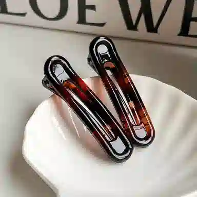 如花梦 鸭嘴豹纹气质带齿防滑后脑勺盘发一字 树脂 发夹 女款