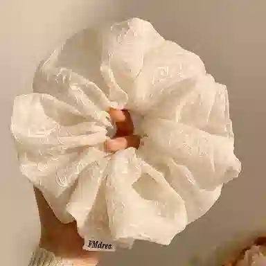 如花梦 甜美风韩系奶白色印花方巾大肠 布艺 发圈 女款