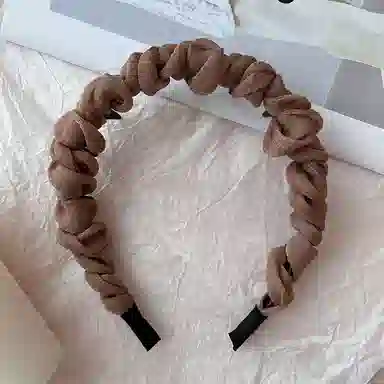 如花梦 高级感 小香风气质百搭防滑褶皱波浪 布艺 发箍 女款