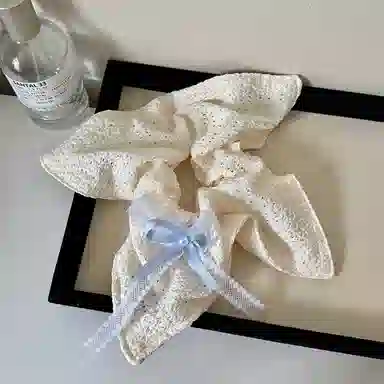 如花梦 韩系蝴蝶结米色蕾丝高级感慵懒风 布艺 发圈 女款