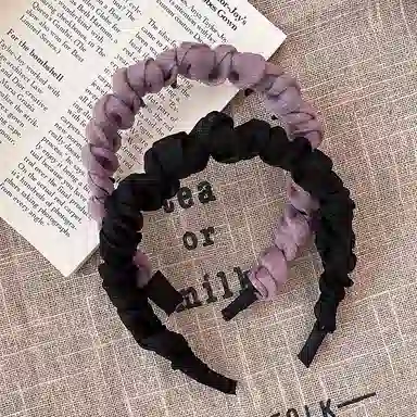 如花梦 高级感 小香风气质百搭防滑褶皱波浪 布艺 发箍 女款