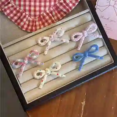 如花梦 甜美小清新蝴蝶结边夹侧边碎发刘海 亚克力 发夹 女款