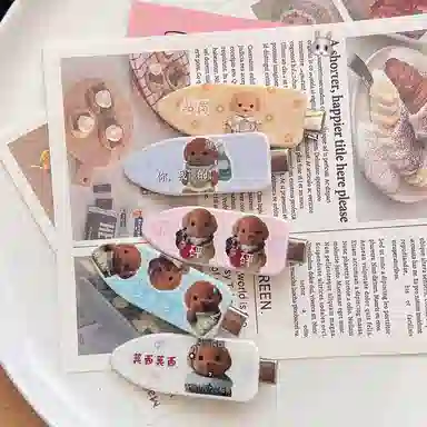 如花梦 可爱奶油风小鼻嘎额前刘海侧边夹 甜美粉色少女心无痕 发夹 女款