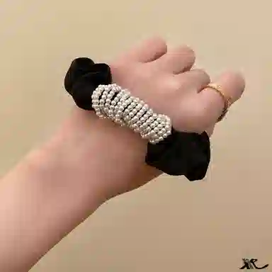 如花梦 法式立体缠绕优雅缎面高马尾精致复古端庄高弹力不伤发 布艺 发圈 女款