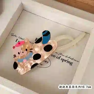 如花梦 可爱小猫高端丸子头 亚克力 发夹 女款
