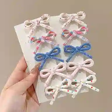 如花梦 甜美小清新蝴蝶结边夹侧边碎发刘海 亚克力 发夹 女款