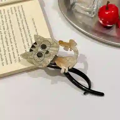 如花梦 可爱小猫高端丸子头 亚克力 发夹 女款