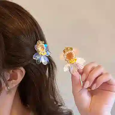 如花梦 幻彩鲤鱼侧边刘海夹古风 琉璃 发夹 女款