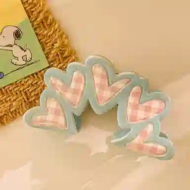 如花梦 奶油少女系列 碎花格纹甜美蝴蝶结发饰抓夹后脑勺鲨鱼夹 醋酸 发夹 女款 多款可选