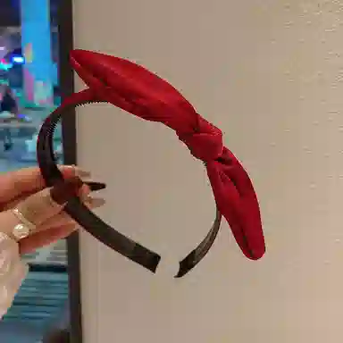 如花梦 韩版简约蝴蝶结宽边压发夹带齿防滑发卡纯色发饰 布艺 亚克力 发箍 女款