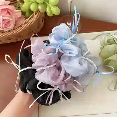 如花梦 芭蕾风 蝴蝶结大肠圈高级感缎面#好运 布艺 发圈 女款