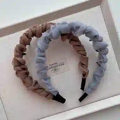 如花梦 高级感 小香风气质百搭防滑褶皱波浪 布艺 发箍 女款