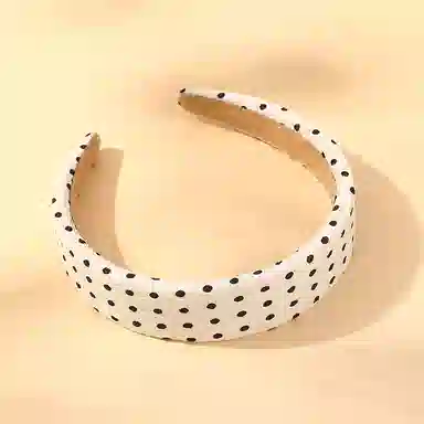 如花梦 复古风 黑白小圆点高颅顶不勒发高级感压发发带 布艺 发箍 女款