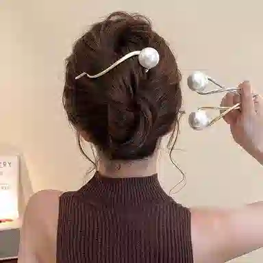 如花梦 一字夹气质高级感 合金 仿珍珠 发夹 女款