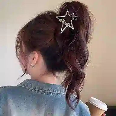 如花梦 高级感甜酷五角星镂空少女后脑勺发量鲨鱼夹 合金 发夹 女款