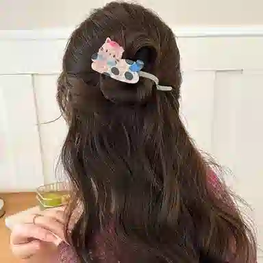 如花梦 可爱小猫高端丸子头 亚克力 发夹 女款