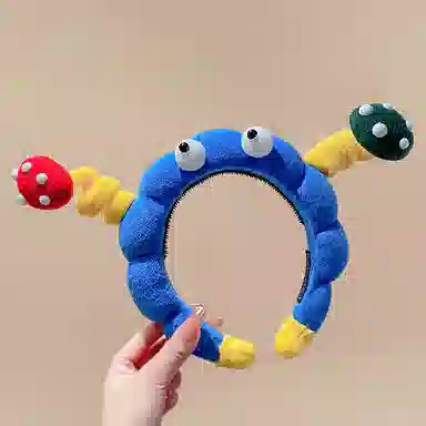 如花梦 可爱搞怪扭扭棒大眼仔蓝色 布艺 发箍 女款