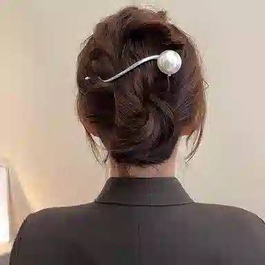 如花梦 一字夹气质高级感 合金 仿珍珠 发夹 女款