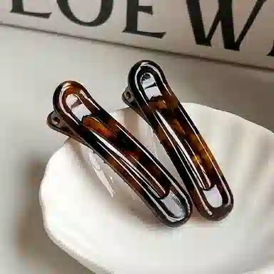 如花梦 鸭嘴豹纹气质带齿防滑后脑勺盘发一字 树脂 发夹 女款