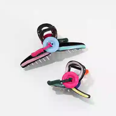 如花梦 心动多巴胺拼色纽扣后脑勺盘发 亚克力 发夹 女款