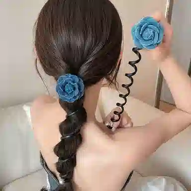 如花梦 精致牛仔花朵电话线网红气质高级感头花皮筋皮筋头饰 布艺 发圈 女款