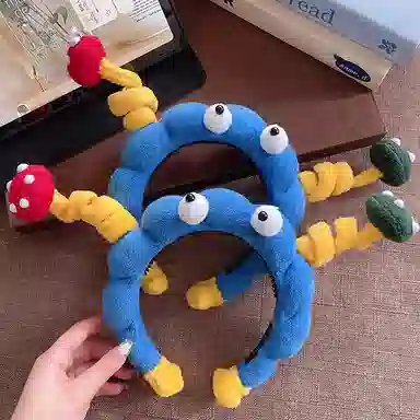 如花梦 可爱搞怪扭扭棒大眼仔蓝色 布艺 发箍 女款