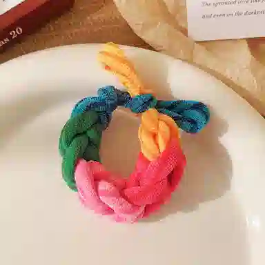 如花梦 多巴胺色编织麻花发圈 高弹力不伤发拼色皮筋发绳 日常百搭简约加粗发饰头绳 女款