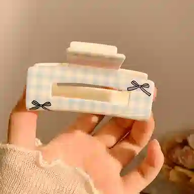 如花梦 奶油少女系列 碎花格纹甜美蝴蝶结发饰抓夹后脑勺鲨鱼夹 醋酸 发夹 女款 多款可选