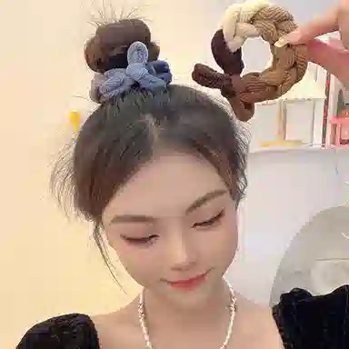 如花梦 多巴胺色编织麻花发圈 高弹力不伤发拼色皮筋发绳 日常百搭简约加粗发饰头绳 女款